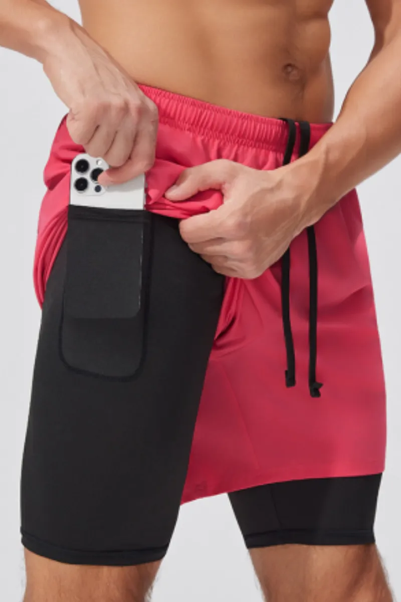 Quick Dry Drawstring Side Pocket Athletic Shorts