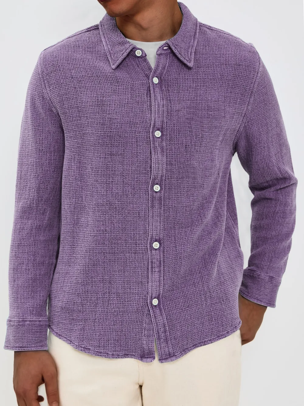 Everyday Textured Knit Long Sleeve Shirt