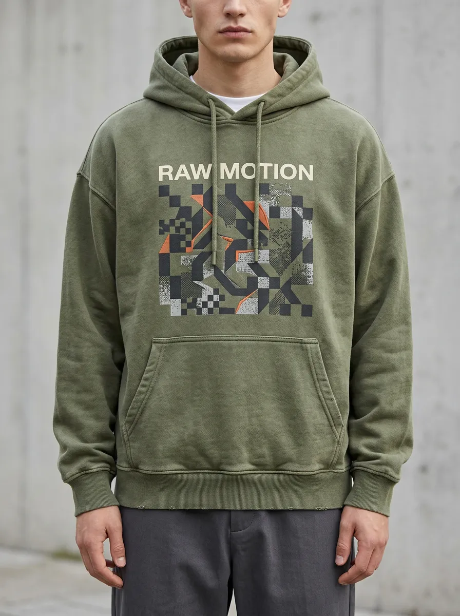 Streetwear Pixel Geometric Men's Graphic Hoodie