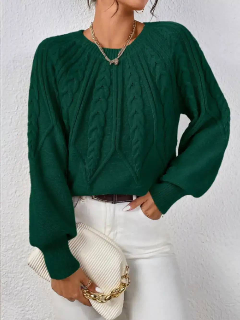 Essential Long Sleeve Cable Knit Sweater