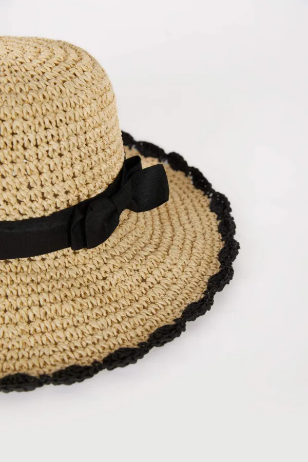 Black Bow Hat with Brim