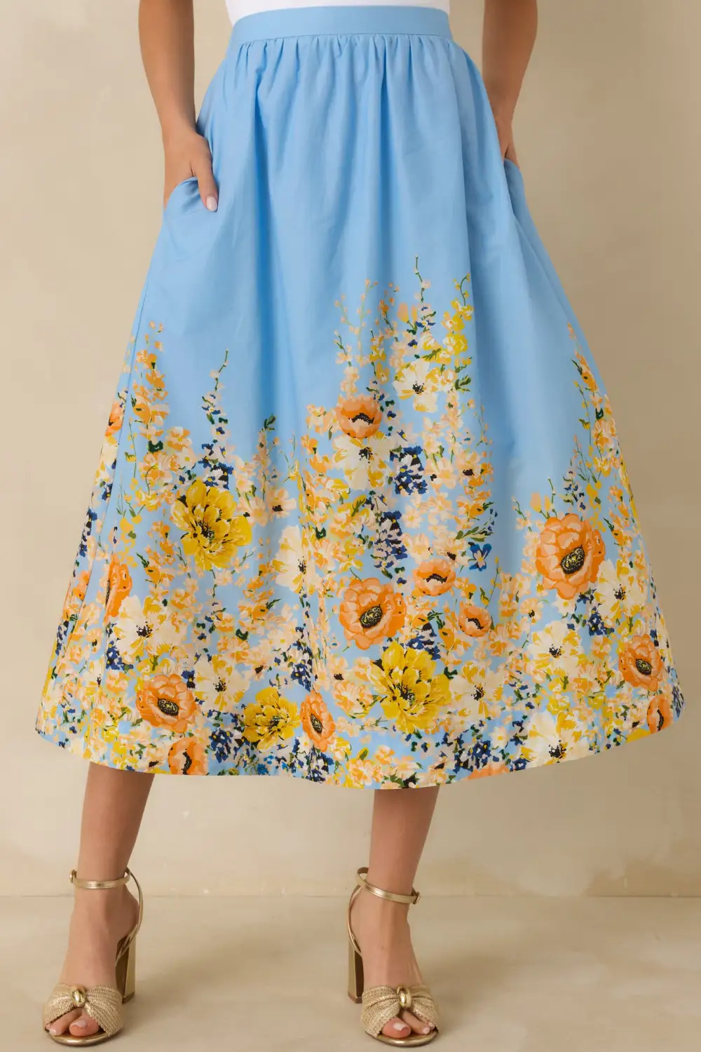 Multicolor Cotton Floral Maxi Skirt