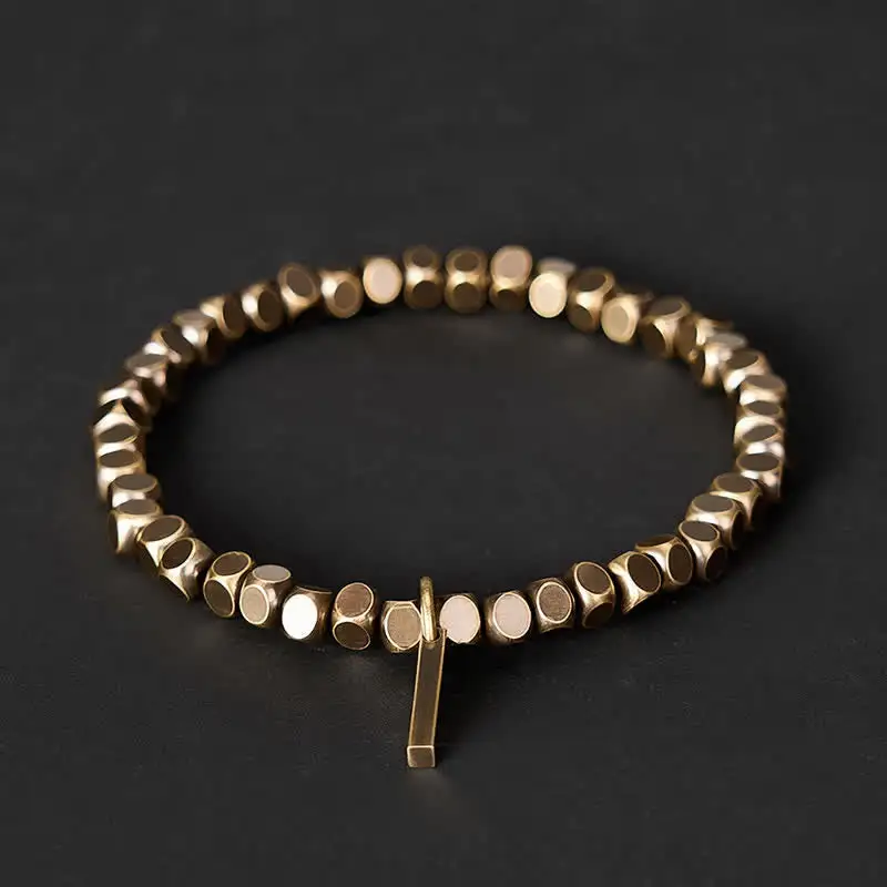 Small Square Shape Beads Brass Bracelet