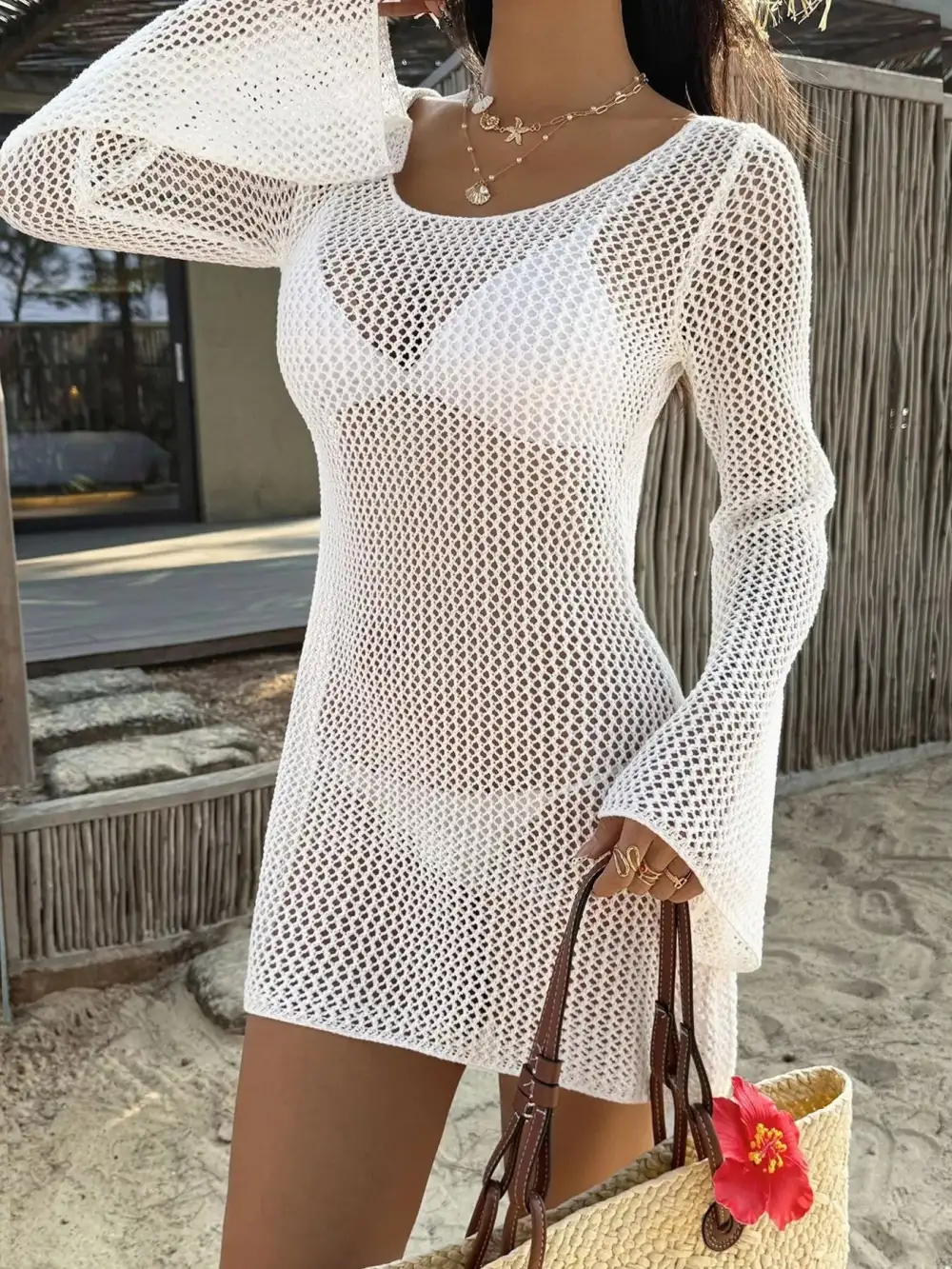 Clean Line Knit Long Sleeve Sweater Dress