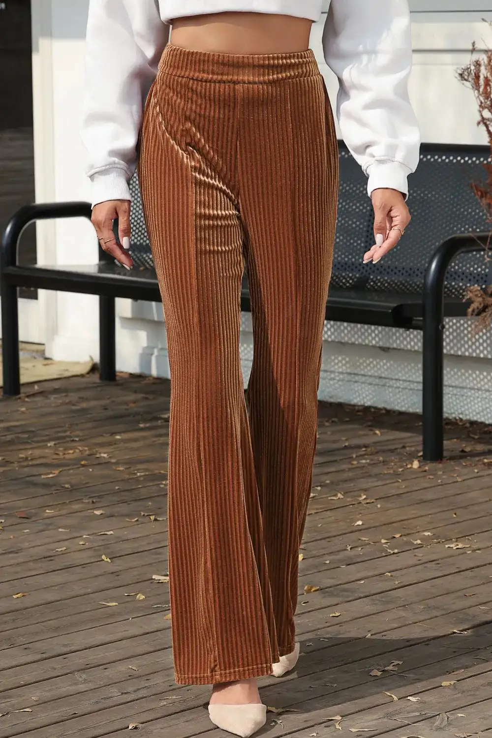 Flare High Waist Corduroy Versatile Pants