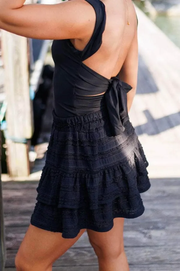 Elastic Waist Tiered Ruffle Skort