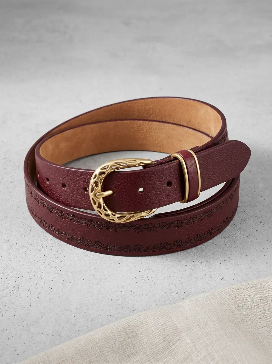 Floral-Buckle Waist Belt