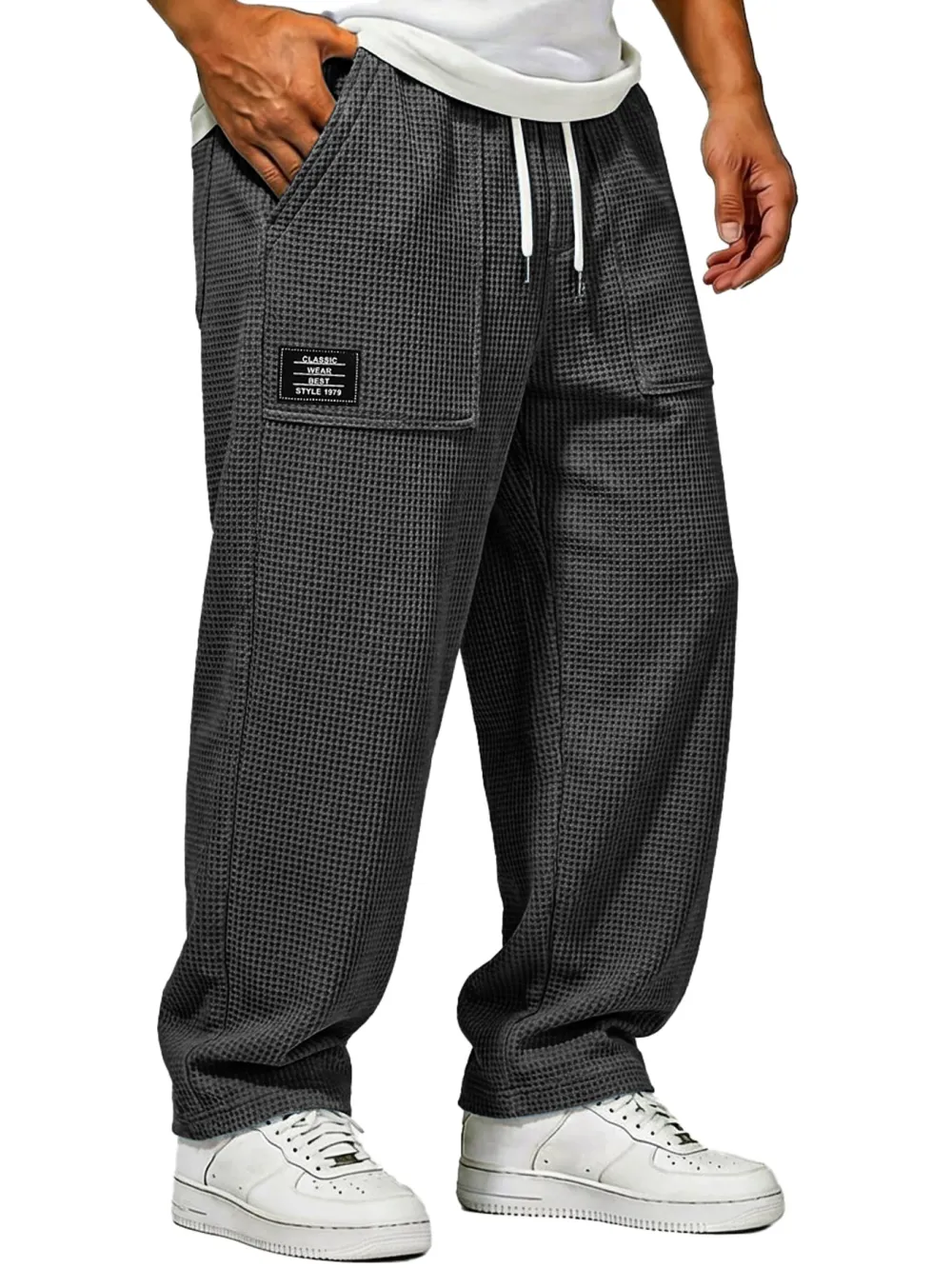 Textured Knit Pocket Relaxed Trousers