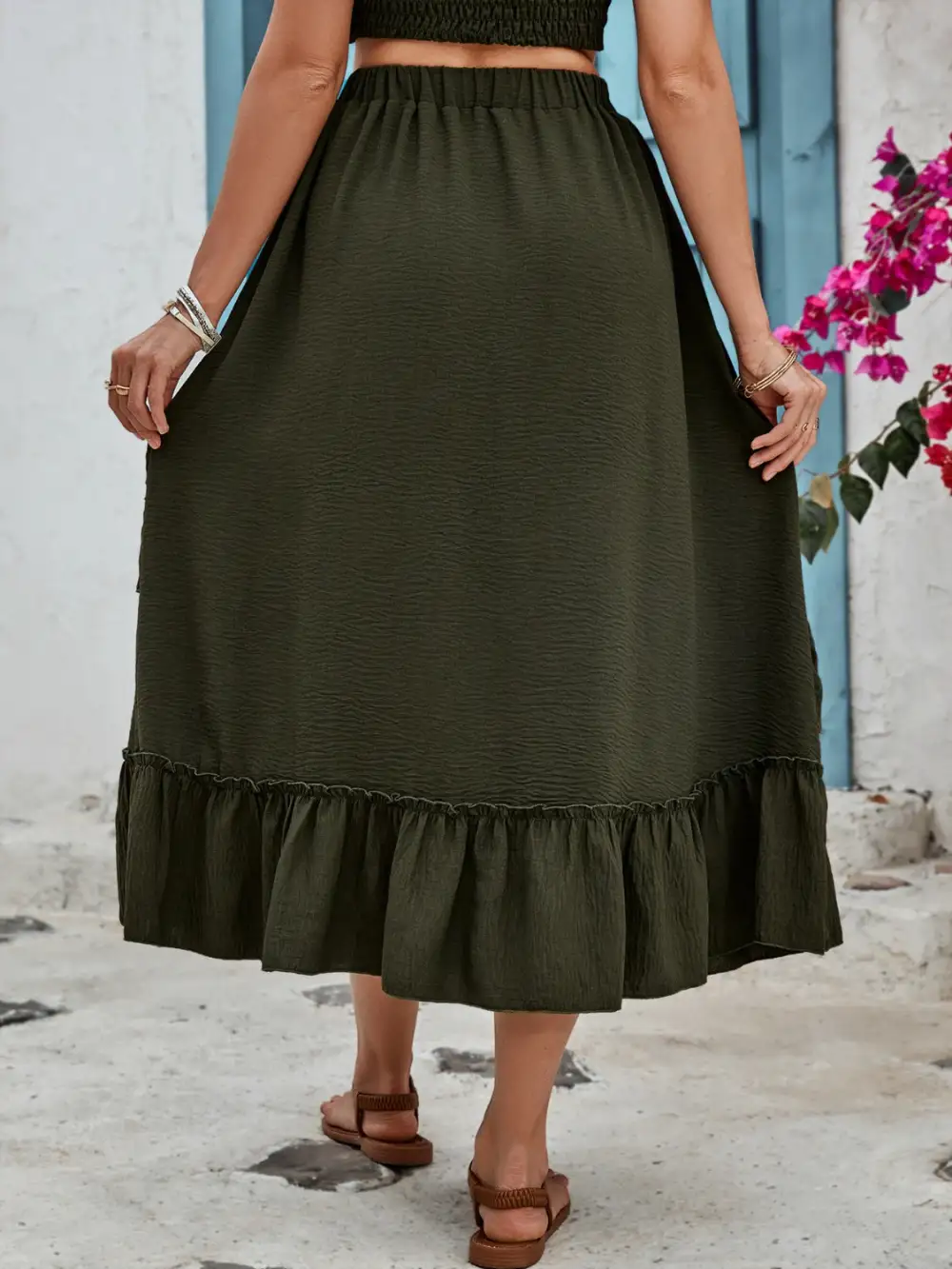 Layered Ruffle Trim Ruffled Detail Skirt