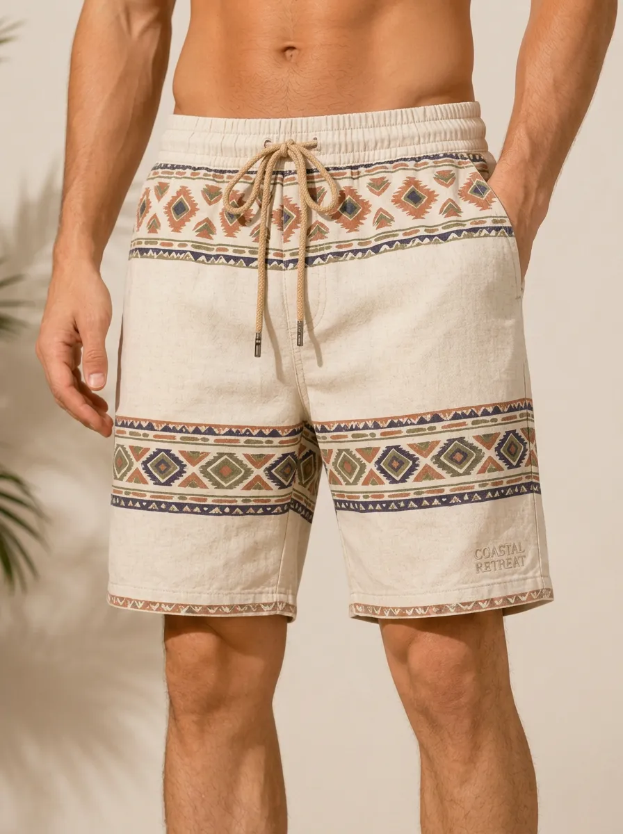 Men's Bohemian Tribal Pattern Printed Shorts