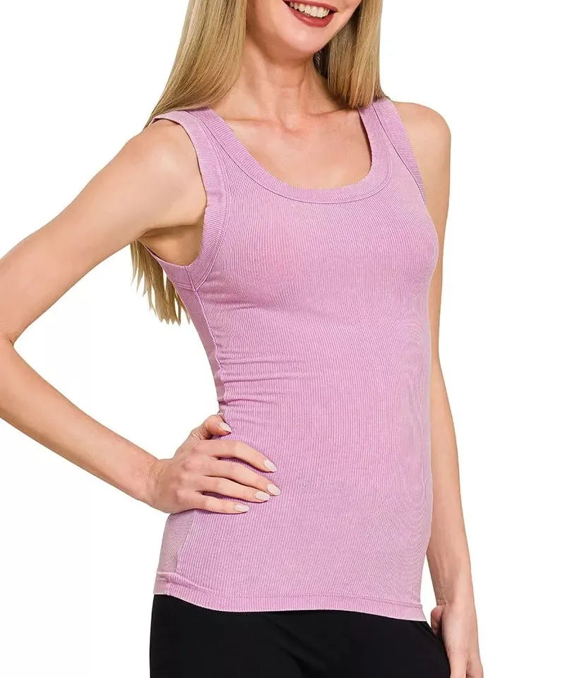 Scoop-Neck Slim Ribbed Tank Top