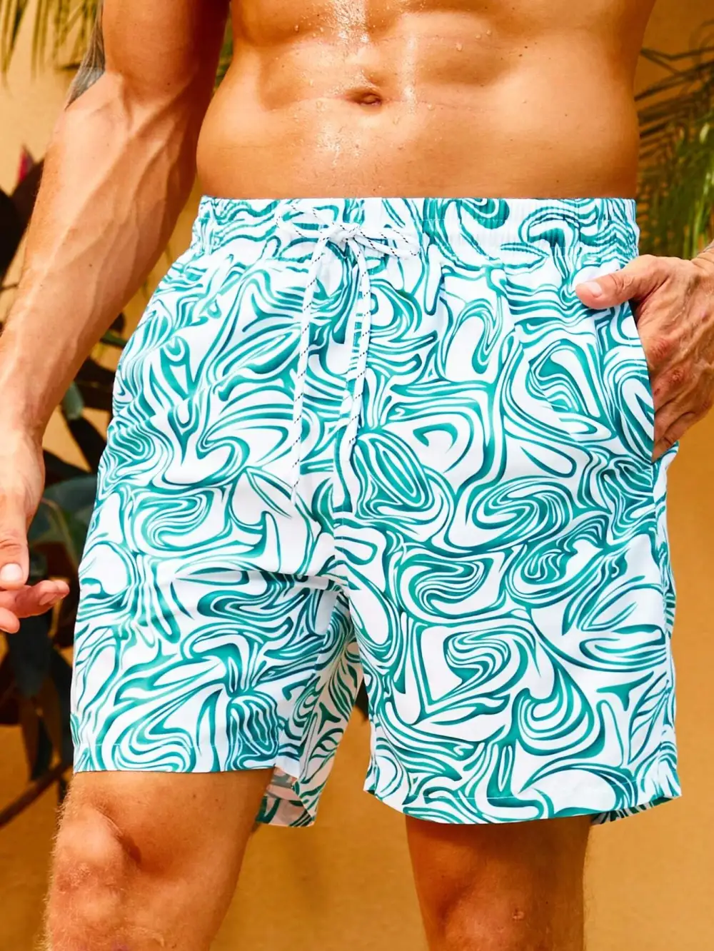 Men's Drawstring Pocket Swim Trunks