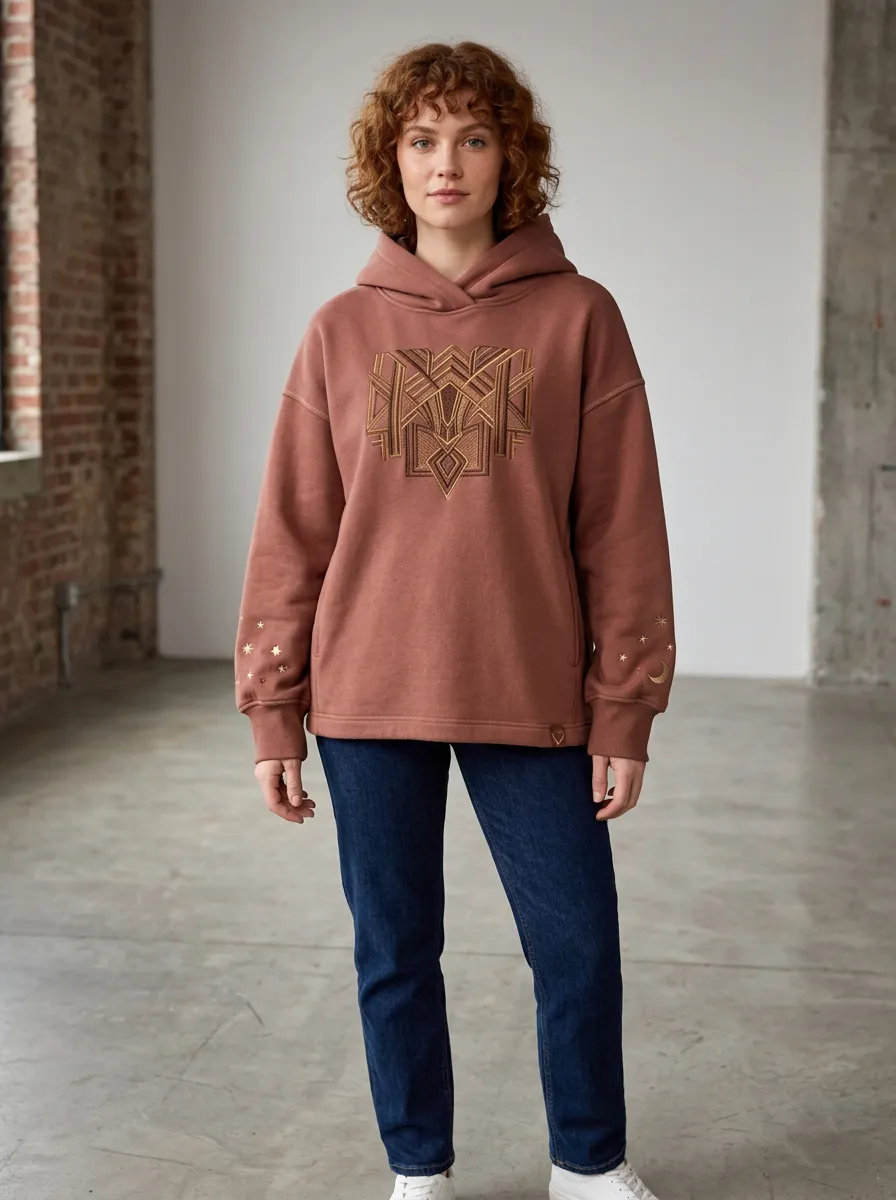 Women's Celestial Geometric Graphic Art Easygoing Hoodie