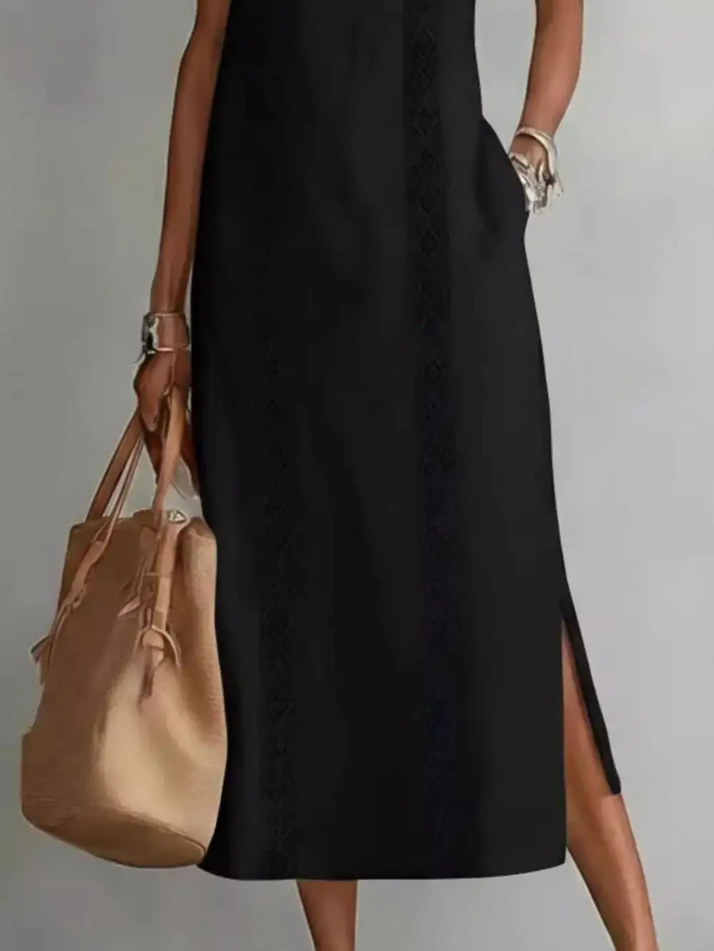 Slit Sleeveless Midi Dress