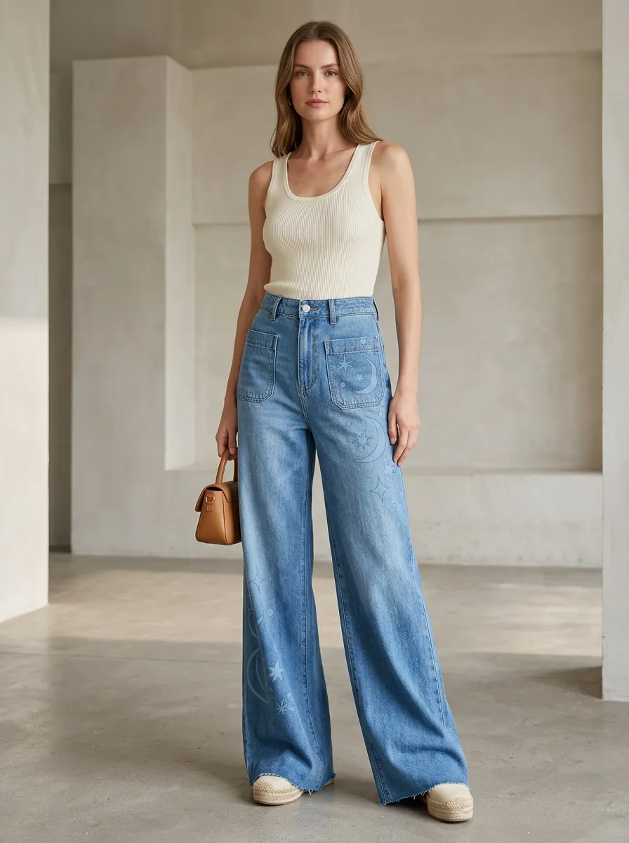 Women's Wide Leg Casual Denim Jeans