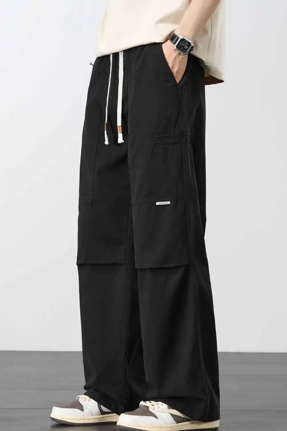 Loose Fit Cargo Pants with Drawstring