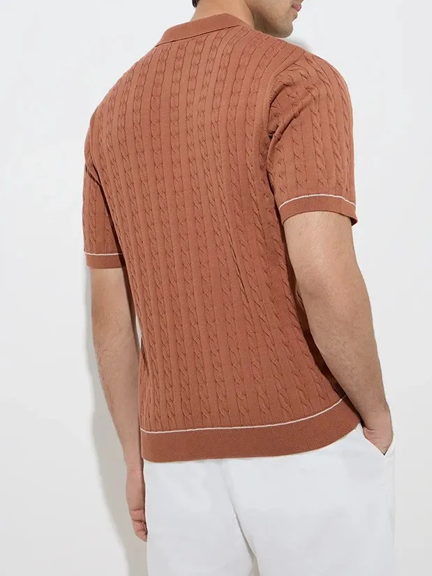 Short Sleeve Knitted Loose Polo T-Shirt