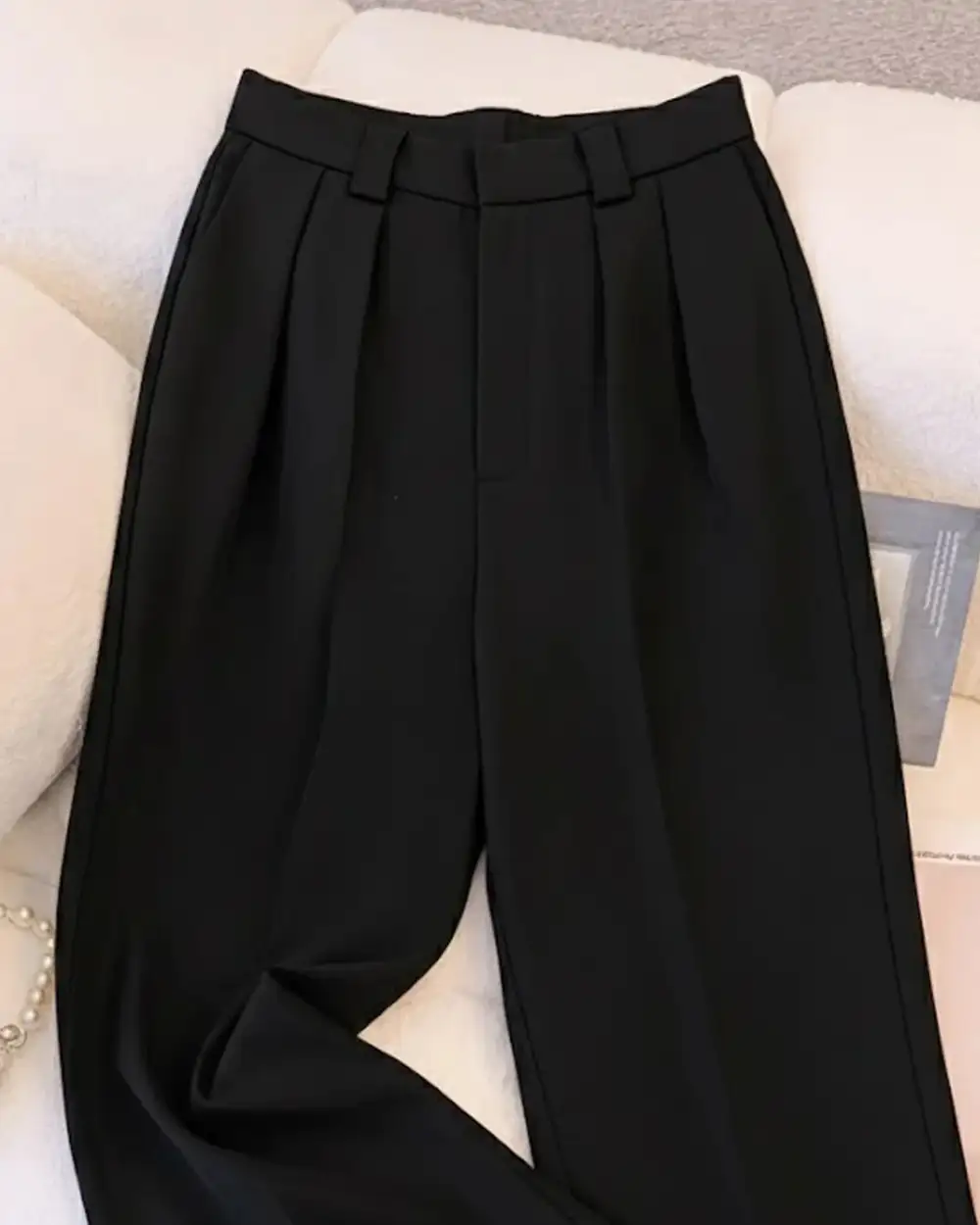 Refined Tailored High Waist Wide Leg Trousers