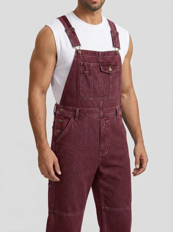 Men's Casual Vintage Blue Denim Bib Overalls