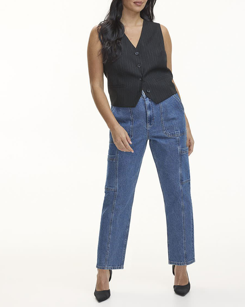 Tapered-Leg High-Rise Cargo Jean