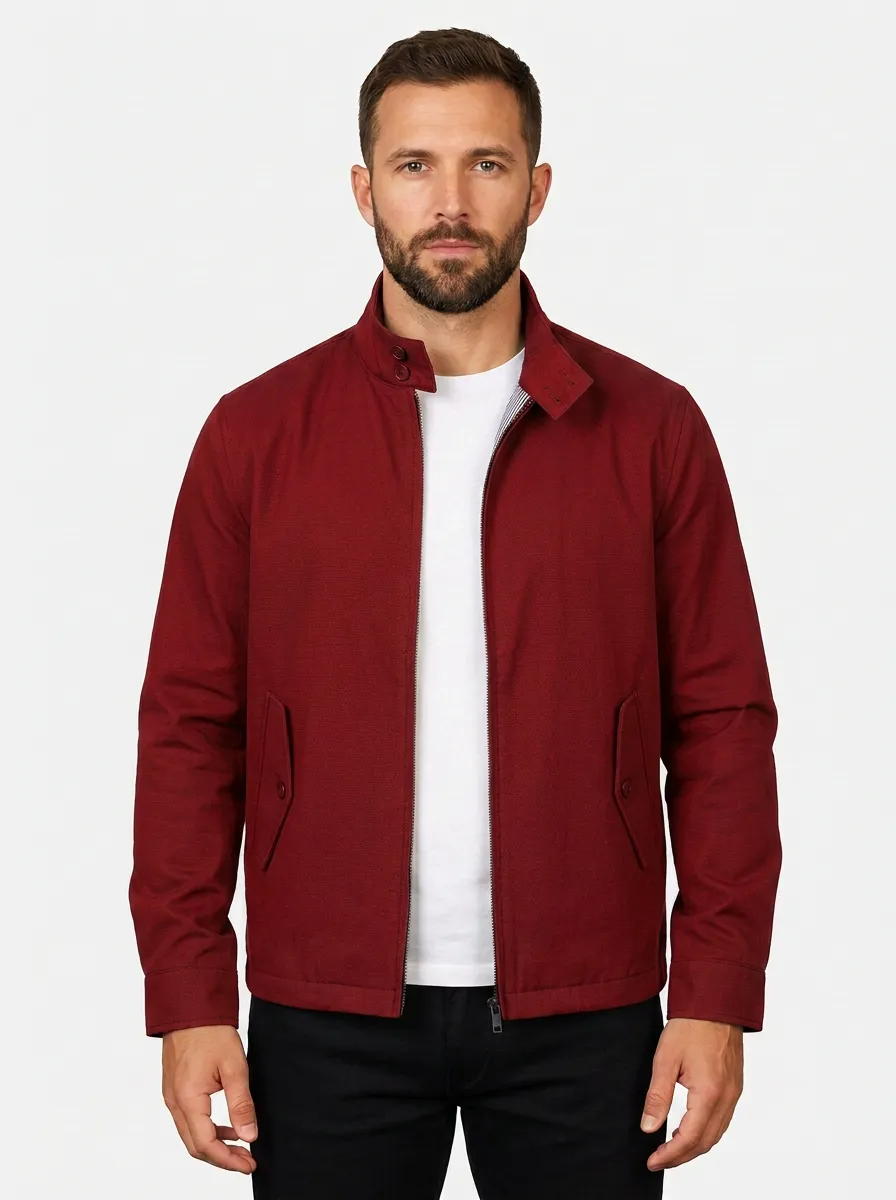 Men's Casual Minimalist Navy Stand Collar Zip-up Jacket
