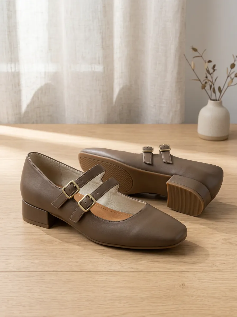 Women's Vintage Double Buckle Mary Jane Shoes