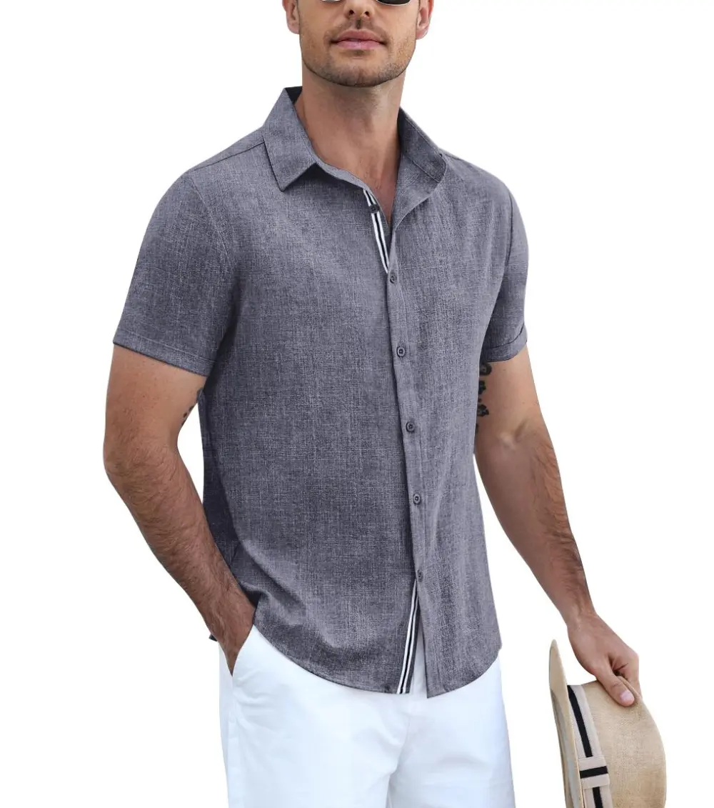 Timelss Contrast Placket Short Sleeve Shirt