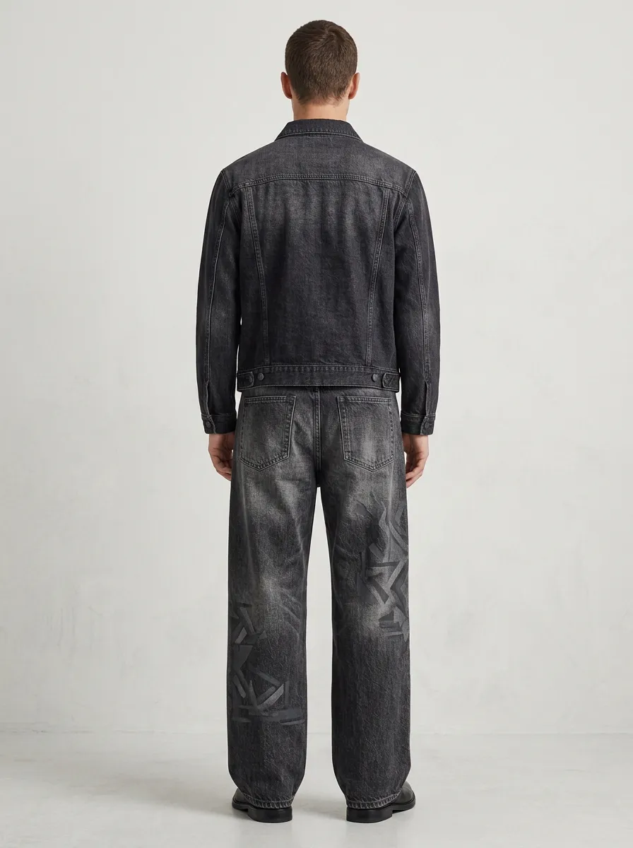 Men's Streetwear Graffiti A3 Pattern Printed Wide Leg Jeans