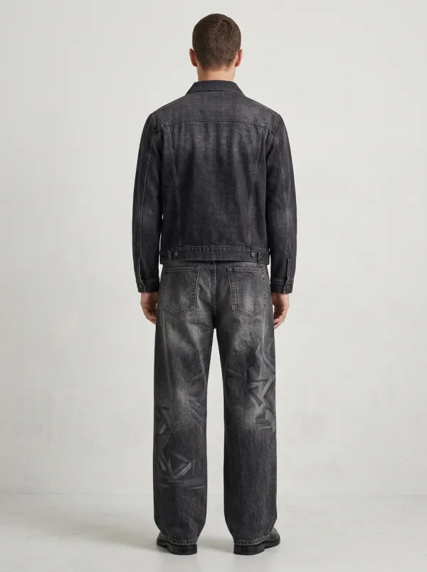 Men's Streetwear Graffiti A3 Pattern Printed Wide Leg Jeans