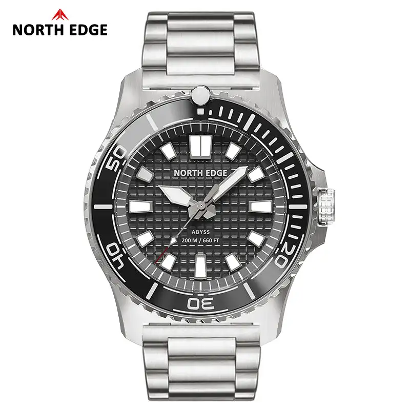 North Edge Solar Powered 200M Waterproof Ceramic Bezel Dive Watch ABYSS-Never needs a battery replacement