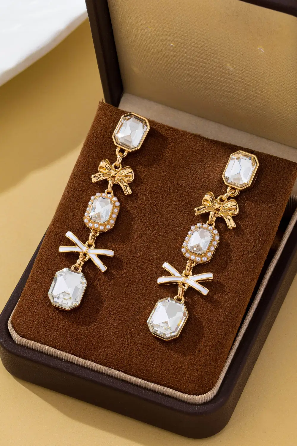 merald Cut Crystal Bow Drop