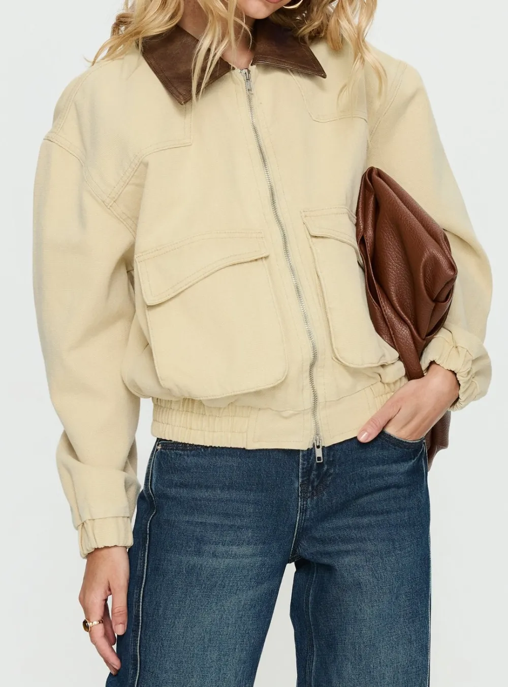 Women’s Canvas Collared Bomber Jacket