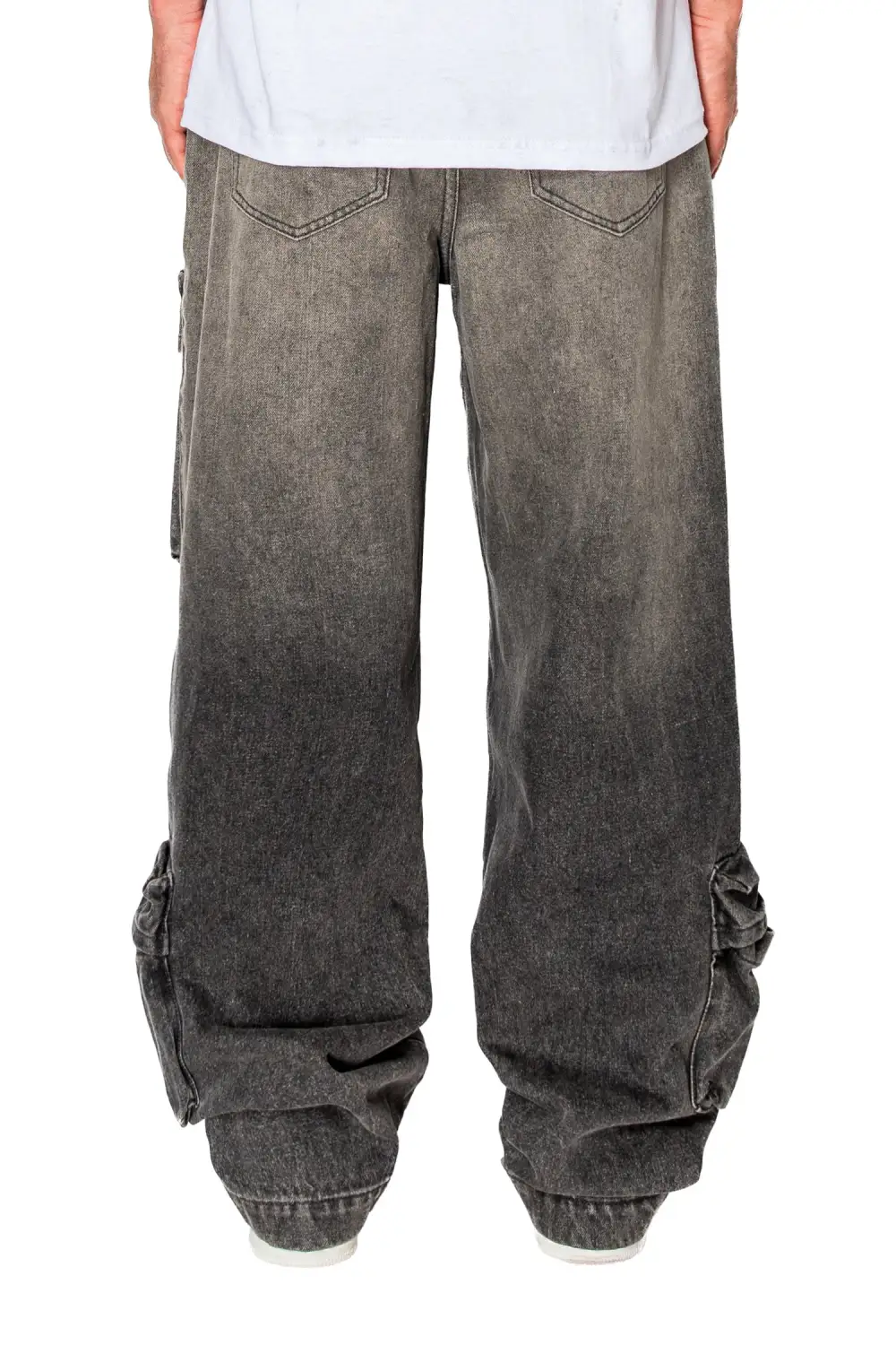 Men's Baggy Fit Faded Wash Cargo Jeans