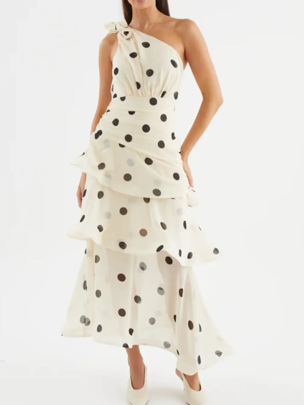 Polka Dot Ruffle Dress Casual