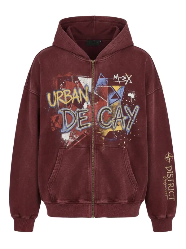 Unisex Streetwear Urban Decay Graffiti Printed Zip Up Hoodie
