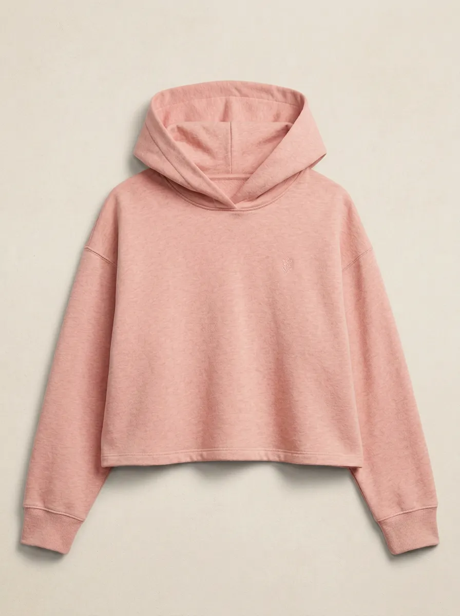 Women's Minimalist Aesthetic Small Flower Embroidered Cropped Hoodie