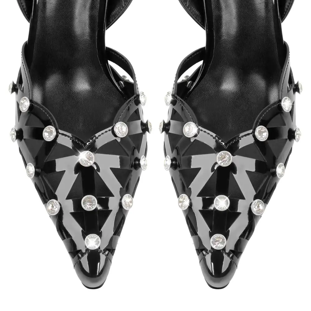 Sleek Rhinestone Pointed Toe Stiletto Slingback Pumps