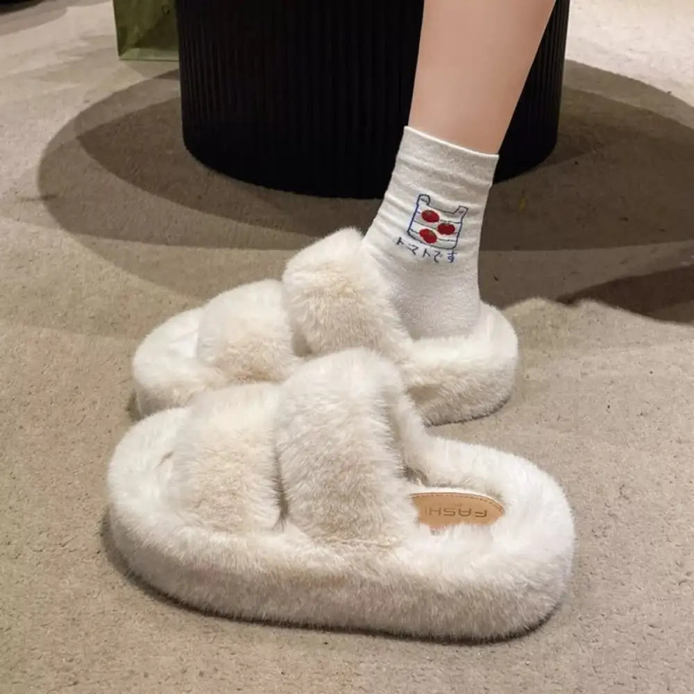 Refined Fuzzy Open Toe Slippers