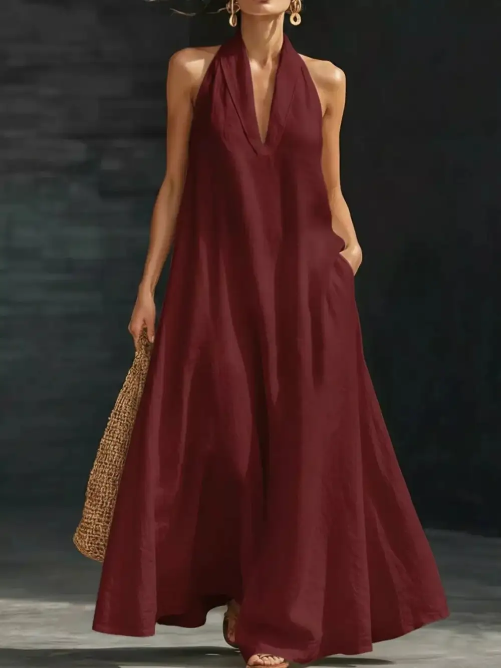 Elegant Halter Sleeveless Maxi Dress