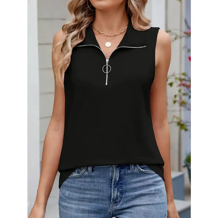 Quarter Zip Collared Tank