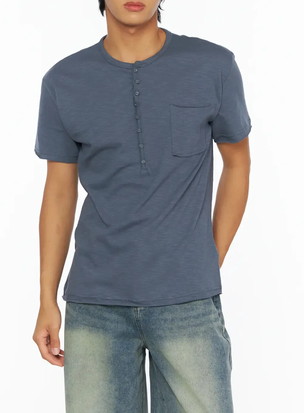 Men's Button Sleeve Henley Tee