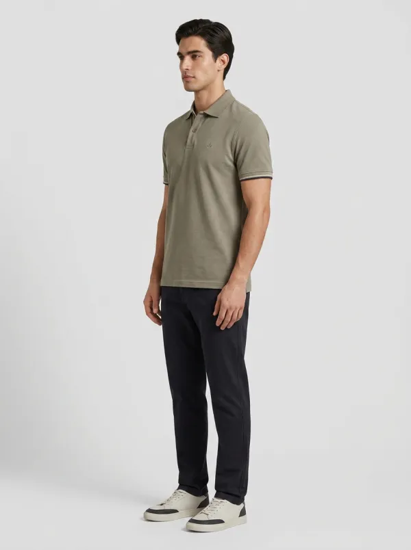 Refined Leaf-Detail Men's Polo Shirt