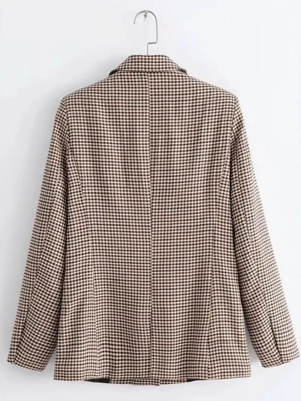 Stretch Double Breasted Plaid Blazer