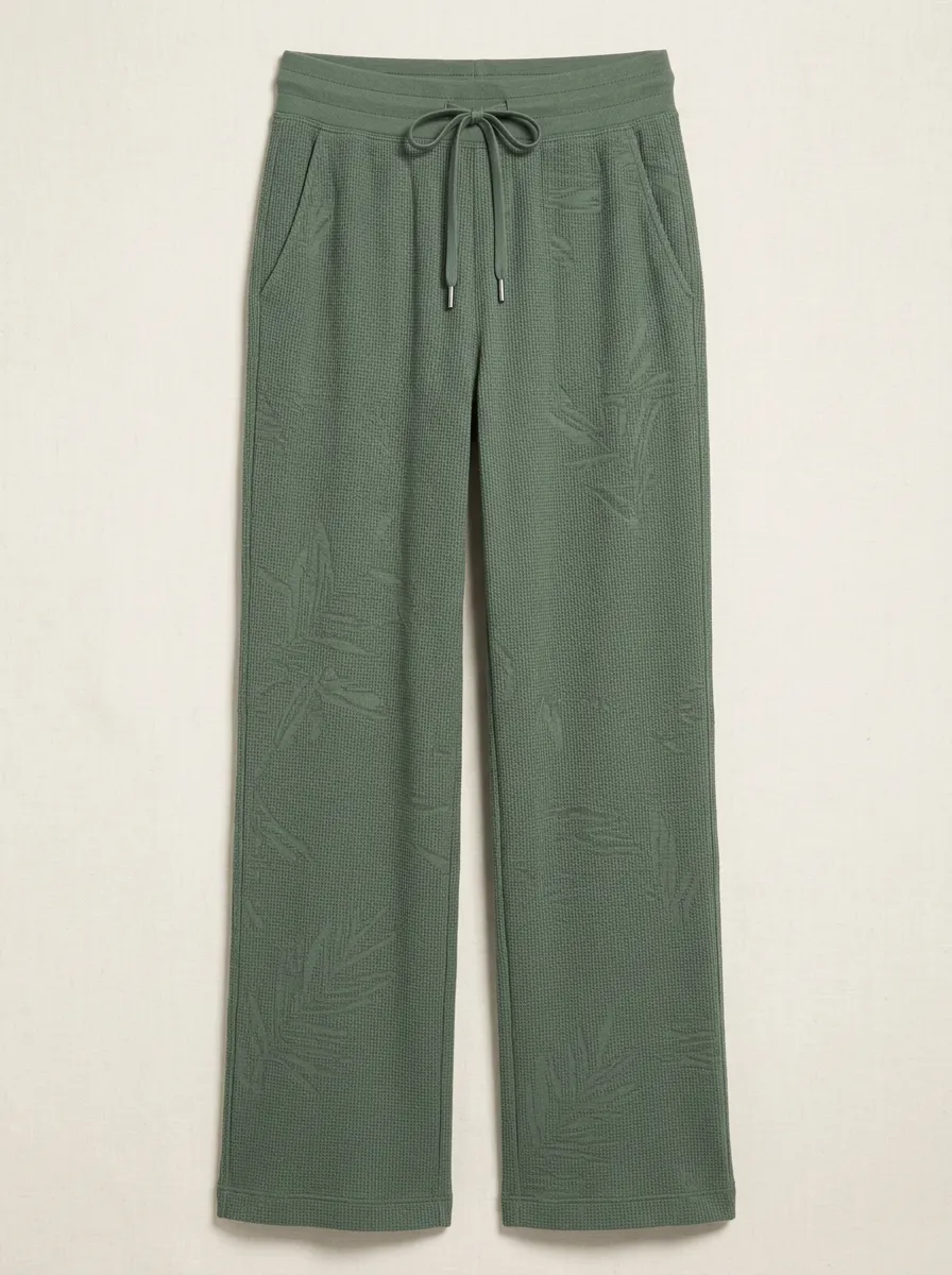 Women's Tropical Leaf Print Printed Waffle Lounge Pants