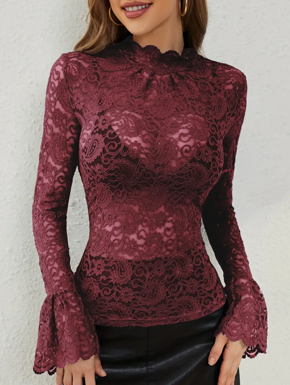 Paisley Lace Flare Sleeve Top