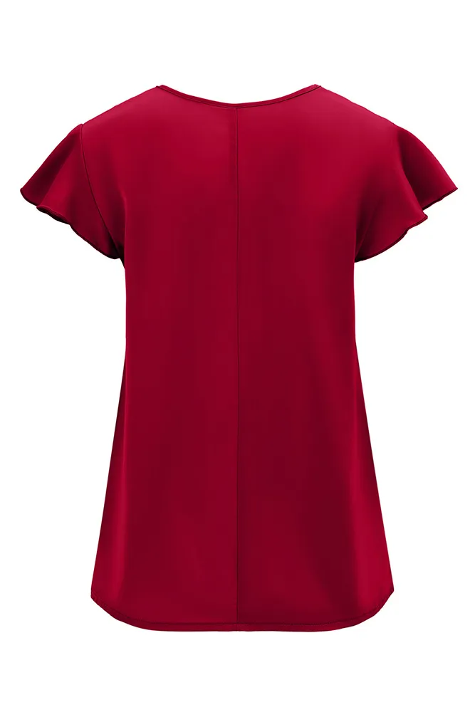 V Neck Ruffles Blouse