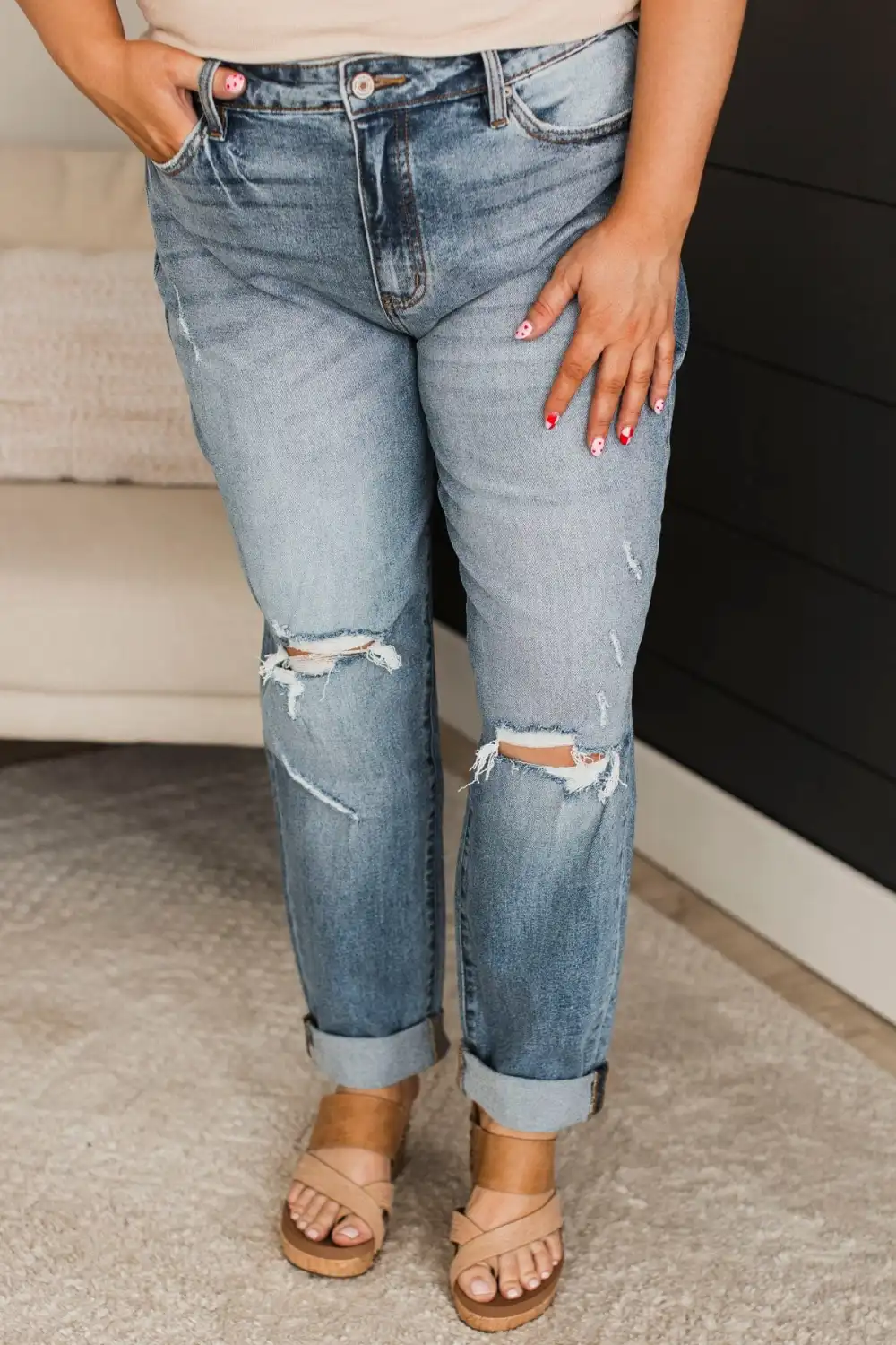 High-Rise Mom Distressed Jeans