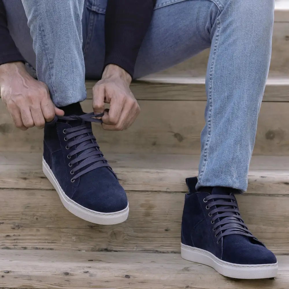 Textured Suede High Top Sneakers