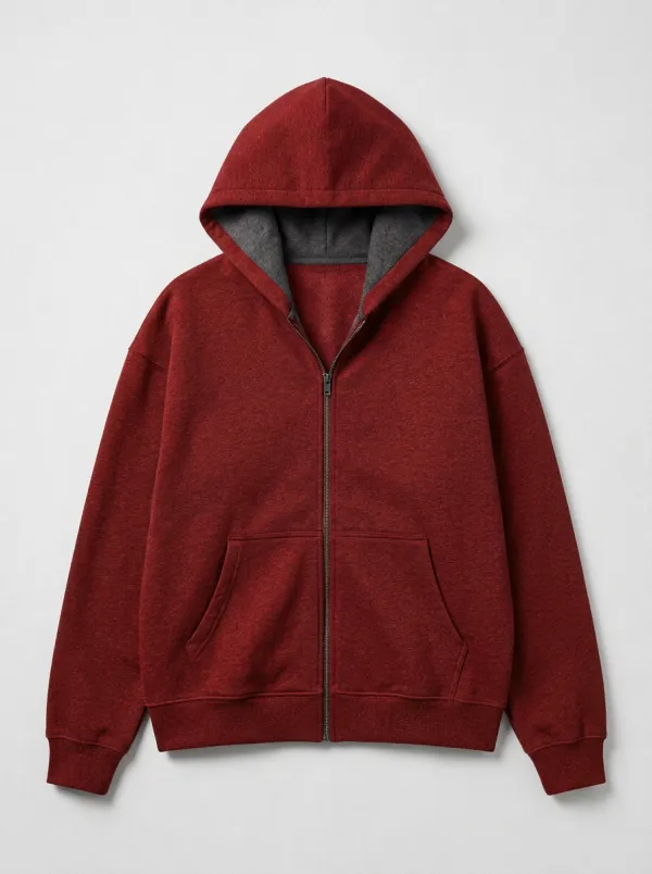 Relaxed Zip-Up Solid Profile Men's Hoodie