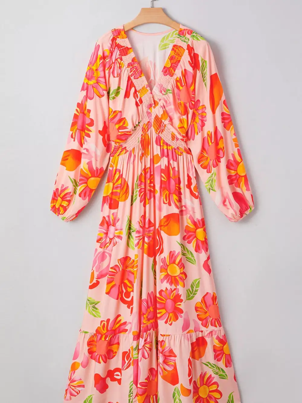 Smocked Floral Long Maxi Dress